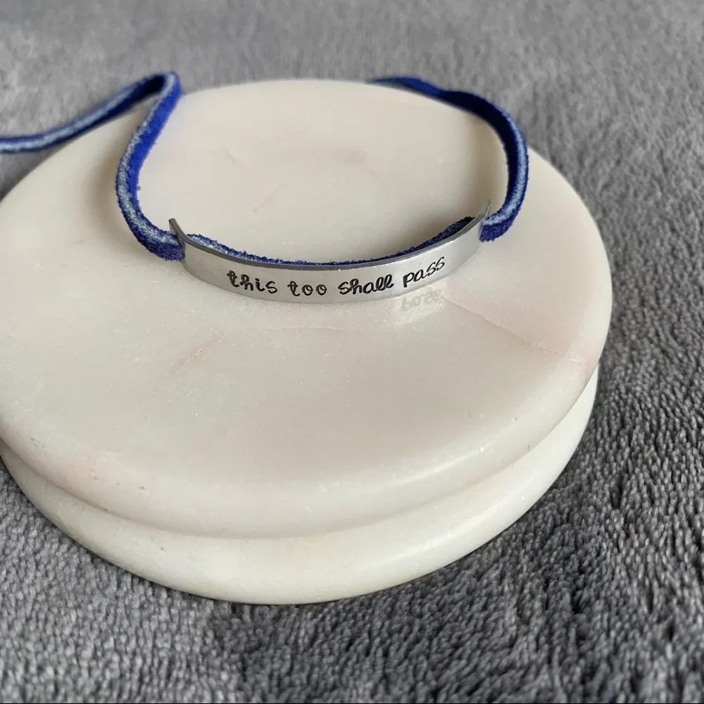 Lot of 11 Handmade Bracelets - Blue Leather Wrap Hand Stamped & Beaded - Picture 11 of 16